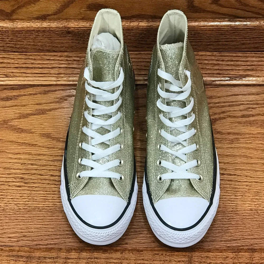 Converse Chuck Taylor All Star High Top Gold Glitter 565366C Size Women 7